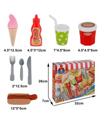 30-Piece Pretend Play Fast Food Set for Kids with Hamburger, Fries, Hot Dog & Waffle