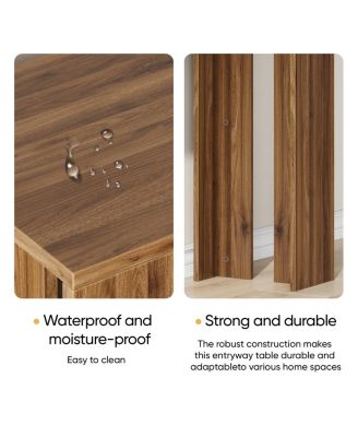 Streamdale Extra-long farmhouse console table, walnut-colored, 62.99-inch.