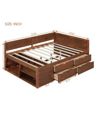  Full Size Daybed with Drawers and Shelves