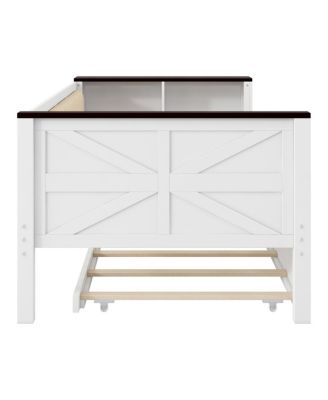 Twin Size Wood Daybed with Storage, USB, and Trundle