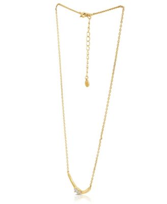 Cubic Zirconia Curved Bar Necklace