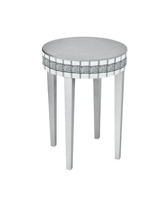 Artisanal Round Mirror Breakfast Table with Diamond-Cut Pedestal