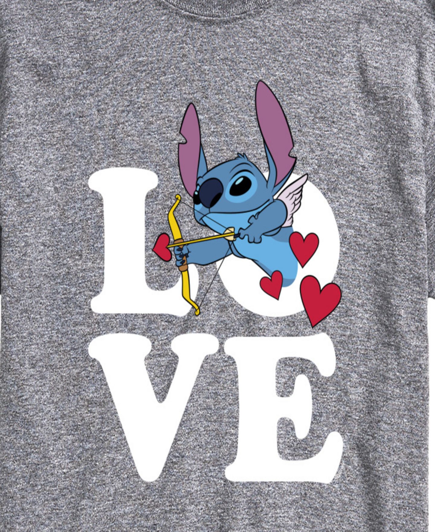 Мужская футболка AIRWAVES Lilo & Stitch Love Cupid Stitch Printed Short-Sleeve Graphic, цвет: Меланжевый — фото 3