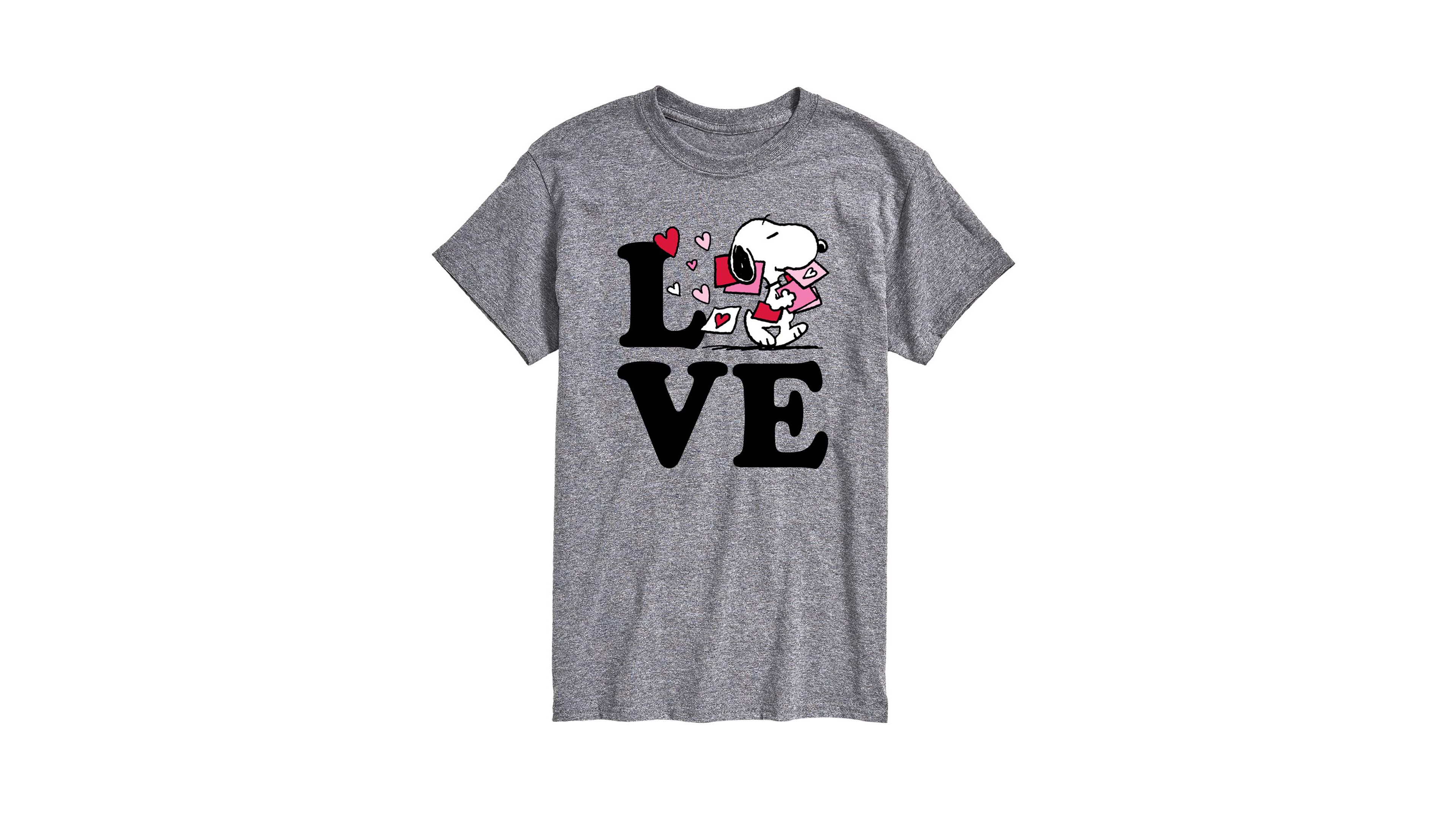 Airwaves Men's Peanuts Love Snoopy Printed Short-Sleeve Graphic T-Shirt