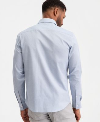 Men's Slim-Fit Dobby Dot Print Dress Shirt