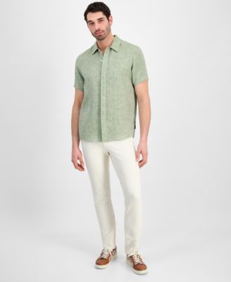 Men's Point-Collar Linen Shirt