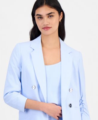Women's Linen-Blend Scrunch-Sleeve Blazer