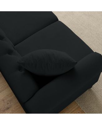 Velvet Chesterfield Sofa with Rolled Arms & Nailhead Trim