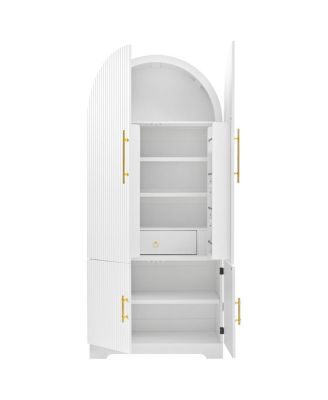  72" Arched Kitchen Pantry Cabinet with 8