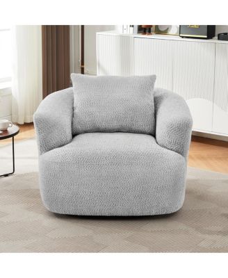 360degree(s) Swivel Accent Chair Sofa with Throw Pillow, Light Gray