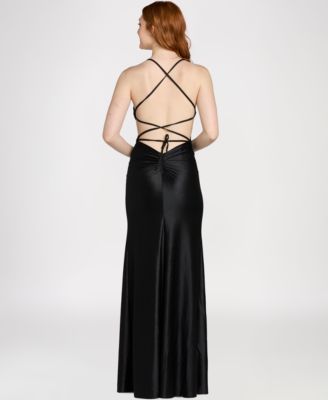 Juniors' Glitter Knit Gown