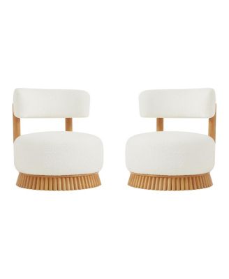  Modern Farmhouse Armless Chair Set of 2, Wooden Base, Cozy Upholstered Chair