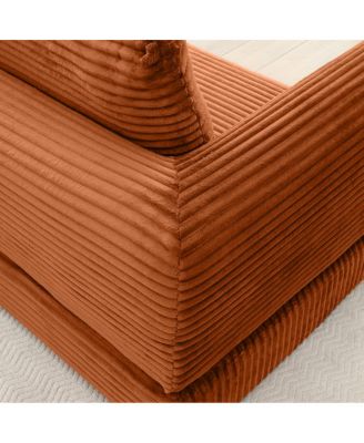 Streamdale 2-in-1 Folding Convertible Sofa Bed, Modern Corduroy Sleeper Couch with 2 Pillows, Orange