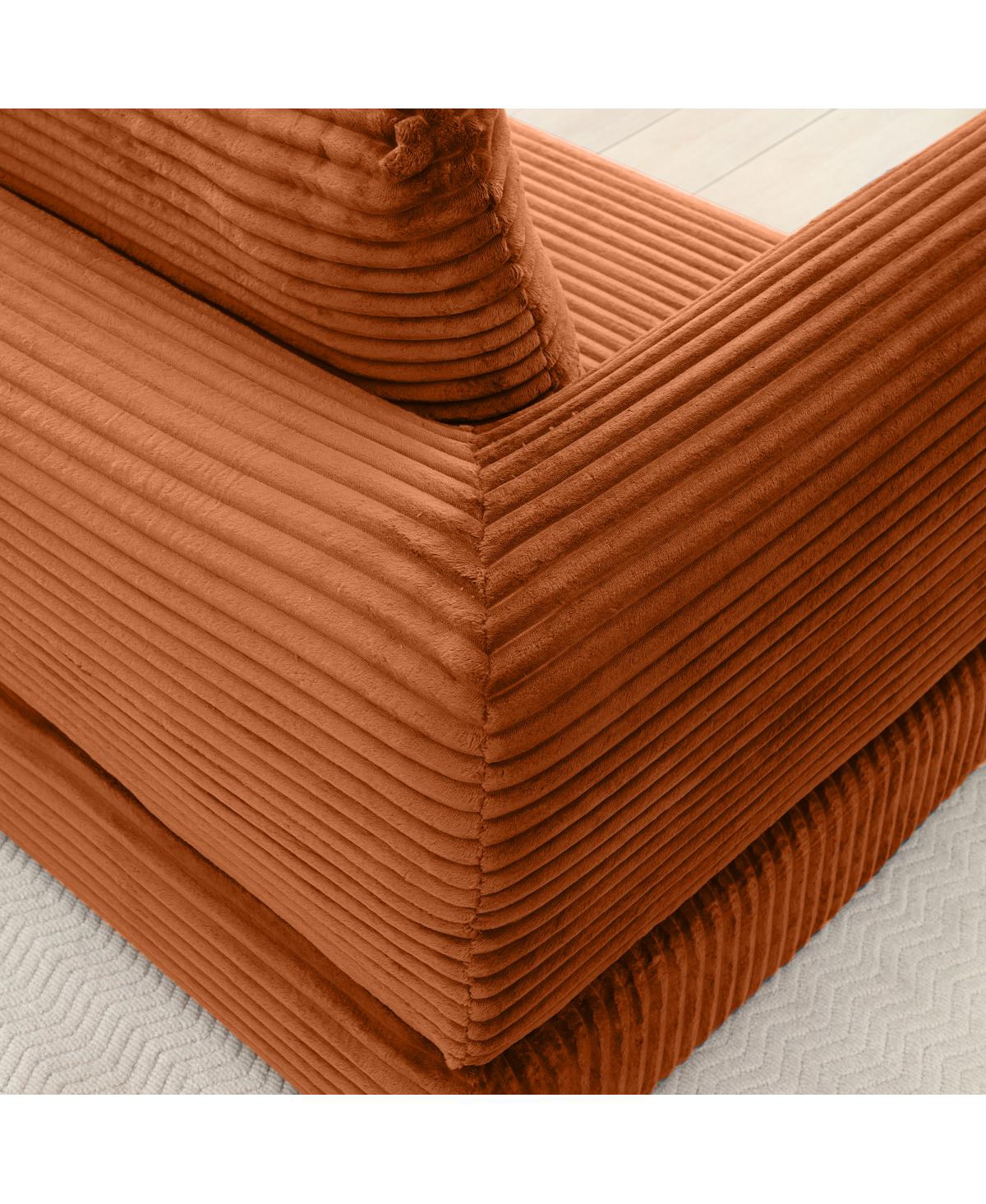 Streamdale 2-in-1 Folding Convertible Sofa Bed, Modern Corduroy Sleeper Couch with 2 Pillows, Orange