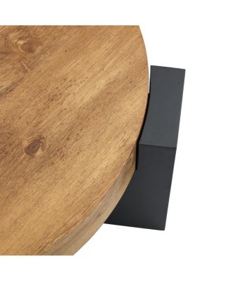  Modern Simple Double-Layer Round Coffee Table - Transparent Brown Glass Top