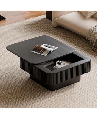  Solid Wood Veneer Storage Coffee Table for Living Room