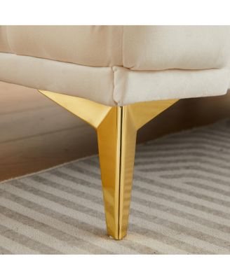 Velvet 3+3 Seater Sofa with Solid Wood Frame & Metal Feet