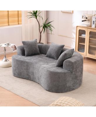Crescent sofa: Self-inflating, deep-cushioned, 3-seater, no assembly. (Gray)