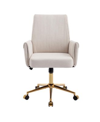 Mid-back office chair, striped fabric, ergonomic design, White