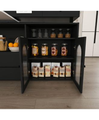  Kitchen Island Set with 4 Chairs, Extendable & Rotating Table, MDF Marble Veneer