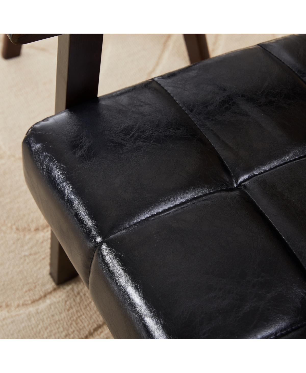 Streamdale Furniture Modern medieval-inspired armchair, antique Black upholstered, solid wood legs