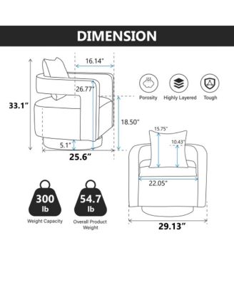  29.1"W Swivel Accent Open Back Barrel Chair (Gray, PU
