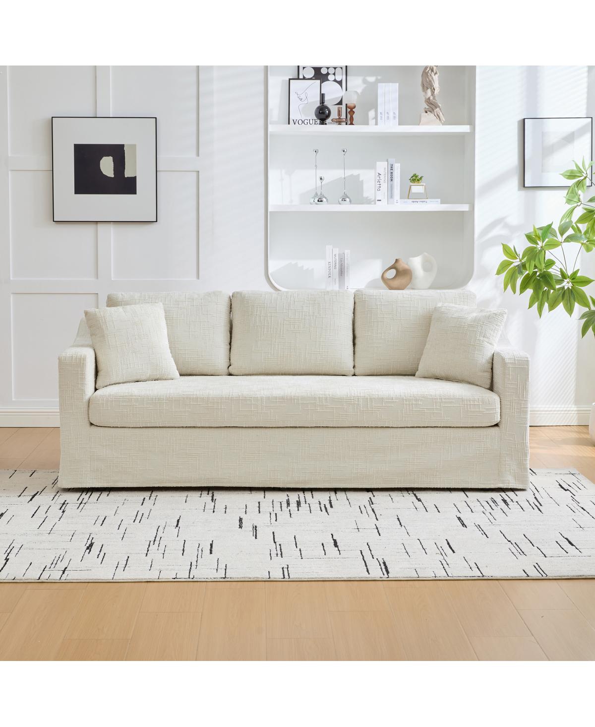 Streamdale Furniture Modern Casual Chenille Sofa, Deep Seat, Three-Seater, Removable Cover, Beige