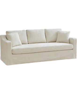  Modern Casual Chenille Sofa, Deep Seat, Three-Seater, Removable Cover, Beige