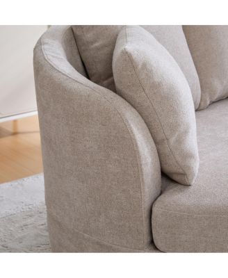  73.82" Wide Curved Sofa, Modern Plush Chenille Extra-Deep Seat, 4 Removable Cushions, Taupe