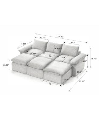  Modern corduroy cloud sofa, freely combined, comfortable sitting experience