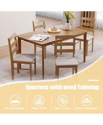  Solid wood dining set: 5 pieces, 1 table + 4 chairs