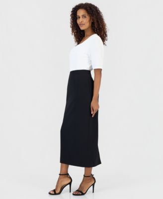 Women's Stretch Crepe Column Midi Skirt