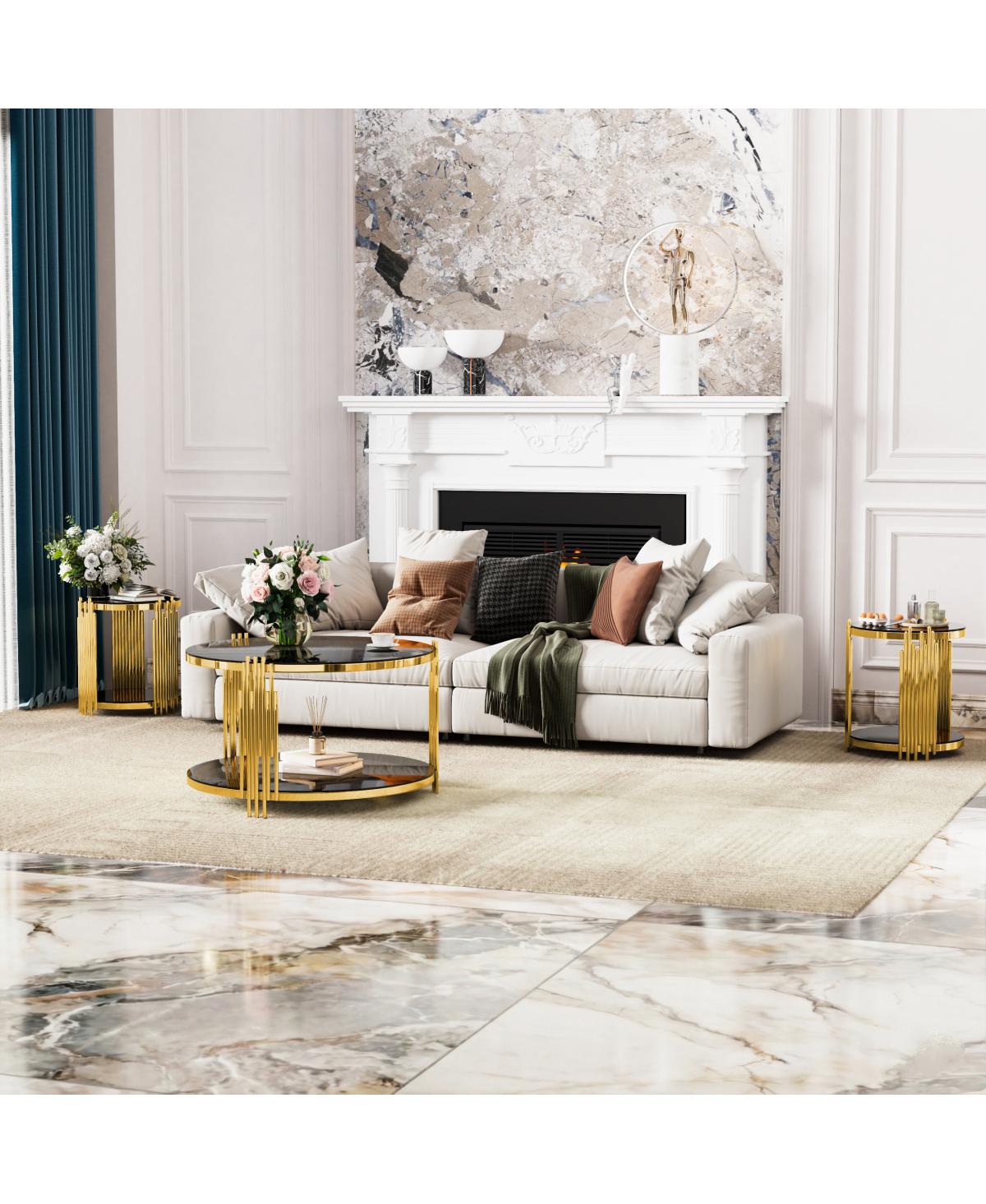 Streamdale Furniture Modern End Table with Gold Finish