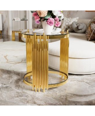 Modern End Table with Gold Finish
