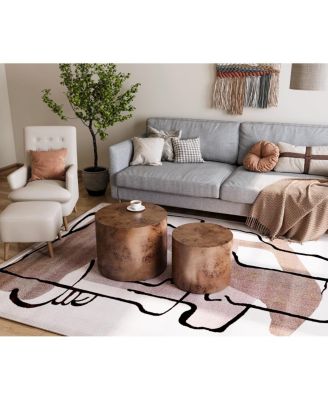 Nesting Coffee Table Set of 2, Modern Round Wooden Accent Tables