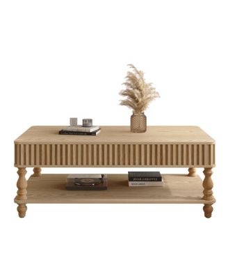Lift Top Fluted Coffee Table with Hidden Storage, Roman Column Legs