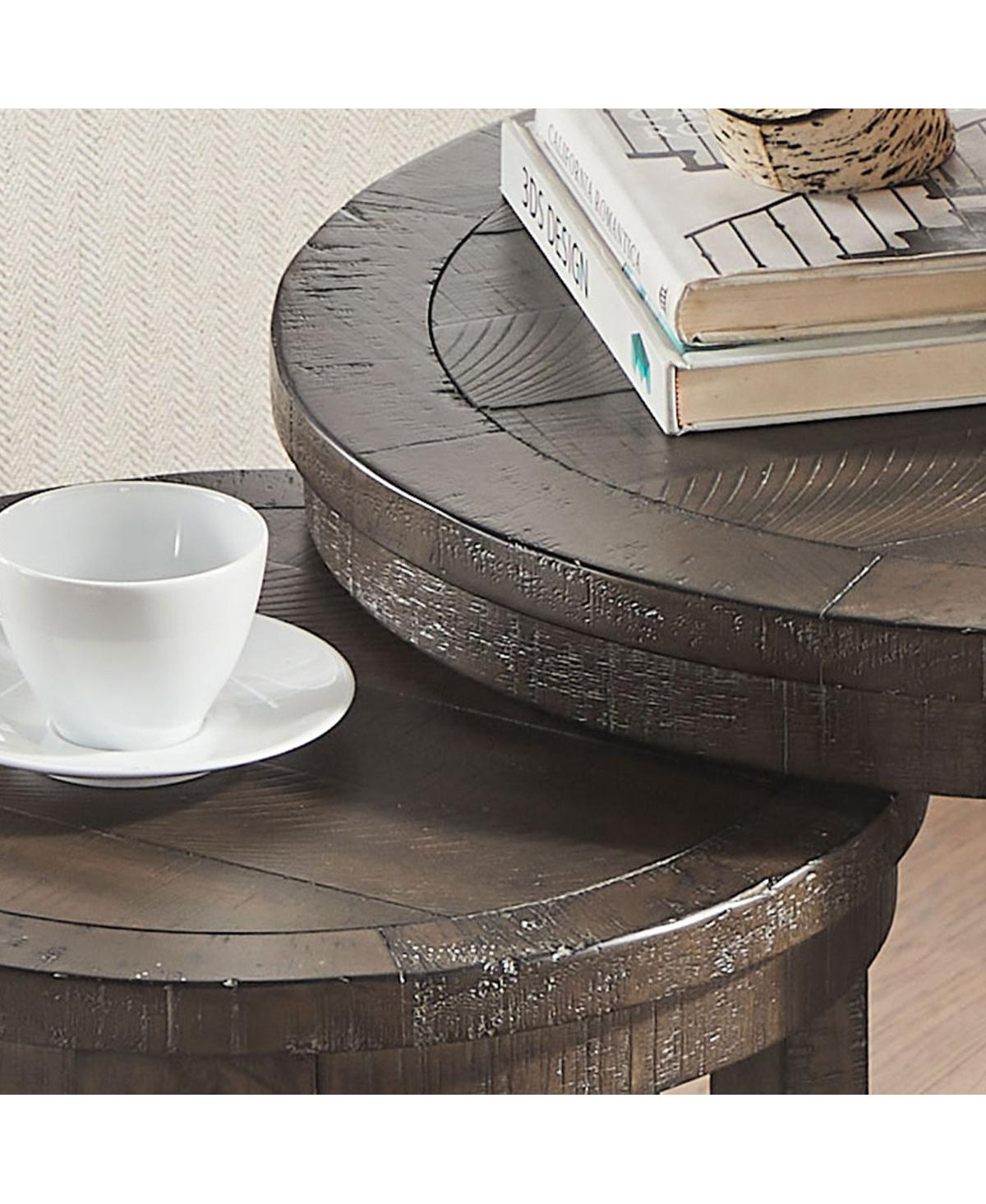 Streamdale Furniture 24" 2PC Curved Round Wooden Coffee Table Set