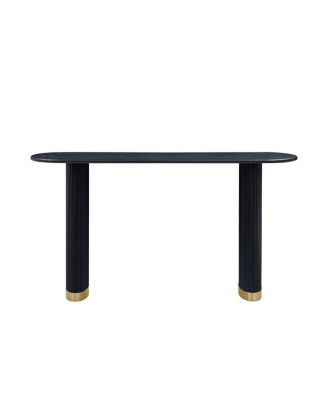 Narrow Console Table with Stainless Steel Legs, Modern Black MDF Sofa Table