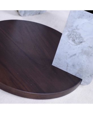 Modern Coffee Table with End Table Set, Durable Walnut Veneered MDF 83cm Center Table with 43cm Side Table