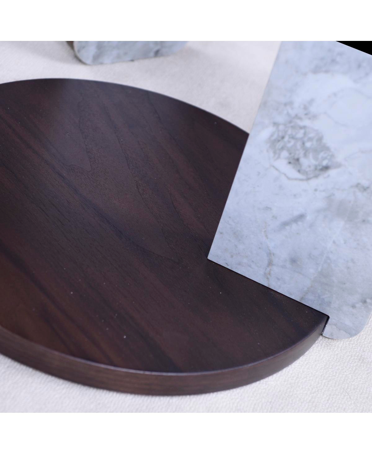 Streamdale Furniture Modern Coffee Table with End Table Set, Durable Walnut Veneered Mdf 83cm Center Table with 43cm Side Table