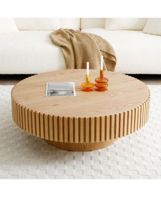 Modern Handcrafted Wood Coffee Table with Relief Detailing