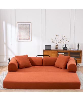 Streamdale Folding Sofa Bed, 63" Convertible Couch with 2 Pillows, Fold Out Couch