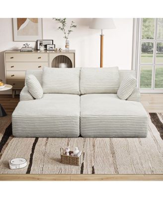  Oversized Double Chaise Lounge Cloud Plush Sofa Bed Sleeper Chair Beige