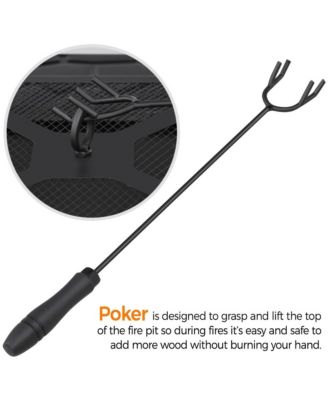 32'' Outdoor Square Fire Pit with Cover & Poker