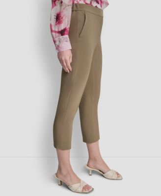 Petite Mid-Rise Elastic Back Ankle Pants