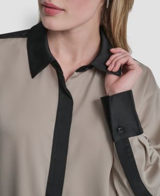 Petite Patch Work Button-Up Top