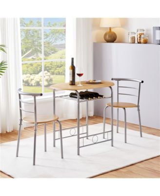 3-Piece Set, Metal Frame, Compact Dining Table with 2 Chairs