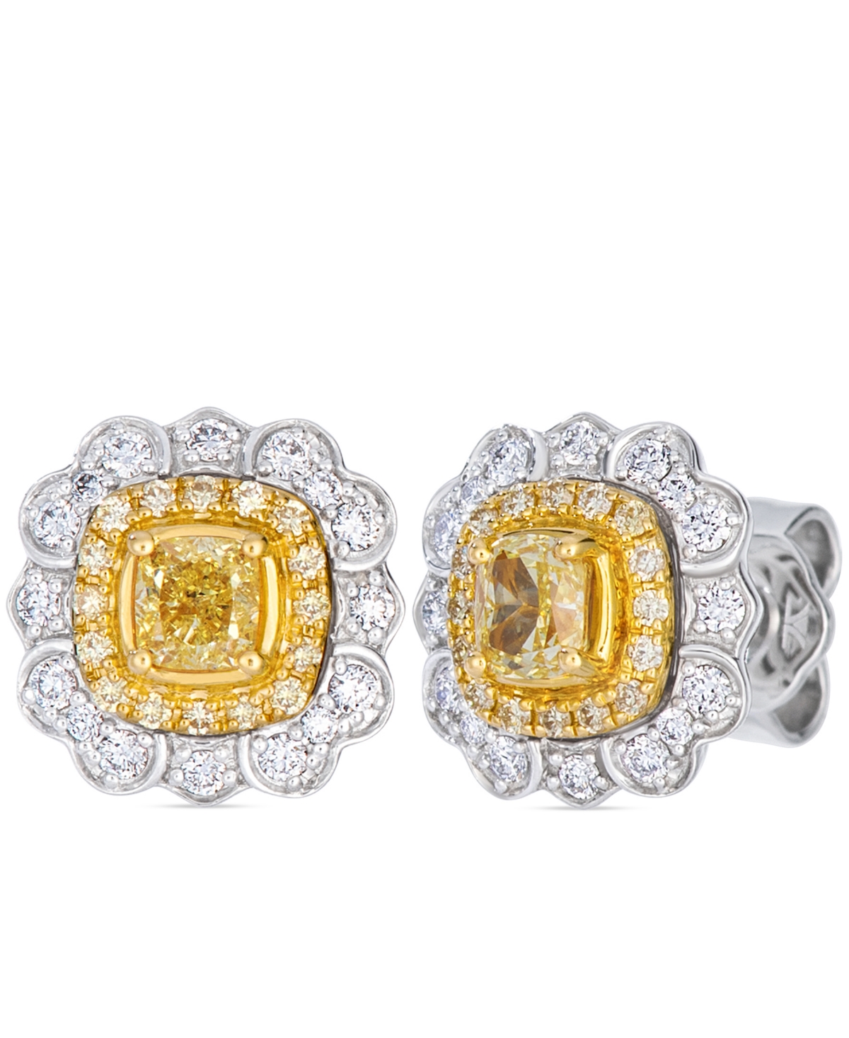 Le Vian Sunny Yellow Diamond (0.55 ct. t.w.) & Vanilla Diamond (0.18 ct. t.w.) Couture Earrings in Platinum & Two-Tone Gold