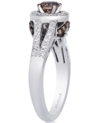Chocolate Diamond (0.54 ct. t.w.) & Vanilla Diamond (0.45 ct. t.w.) Bridal Ring in 14k Vanilla Gold