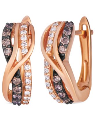 Chocolate Diamond (0.24 ct. t.w.) & Vanilla Diamond (0.13 ct. t.w.) Earrings in 14k Strawberry Gold